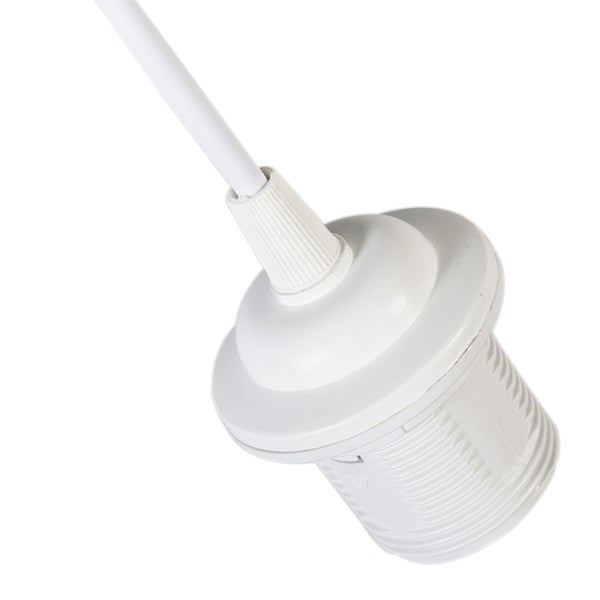 Weiße Lampenfassung aus Kunststoff mit Kabel für Pendelleuchten.