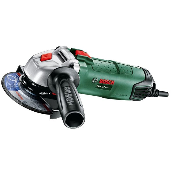 Winkelschleifer Bosch PWS 750-115 mit Zusatzhandgriff und Trennscheibe