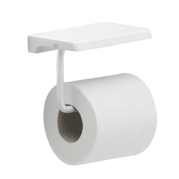 Weißer Edelstahl-Papierrollenhalter mit Ablage