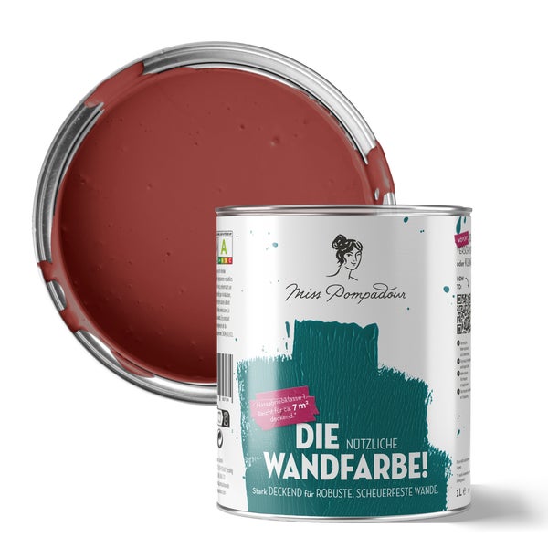 Farbeimer mit roter Wandfarbe der Marke Miss Pompadour