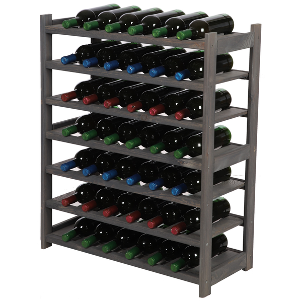 PROREGAL Weinregal SPREEWALD HxBxT 86x70x33cm 42 Flaschen auf 7 Ebenen Massives Kiefernholz Grau geölt
