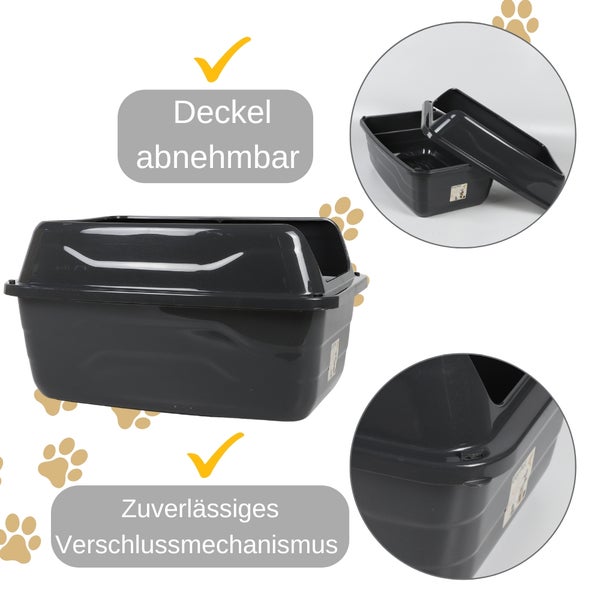 2x Katzenklo mit hohem Rand Schwarz Katzentoilette XXL Katzenklo offen hoher Rand Katzenklo ohne Deckel Extra Hoch 56x40x30 cm Anthrazit