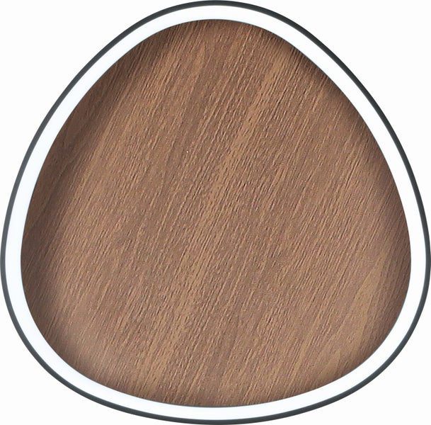 LED-Wandleuchte in organischer Form mit Holzoptik und umlaufender Beleuchtung.