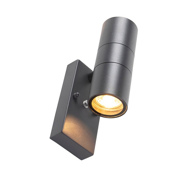 Moderne schwarze Wandleuchte aus Metall in Zylinderform mit schwenkbarem Spot