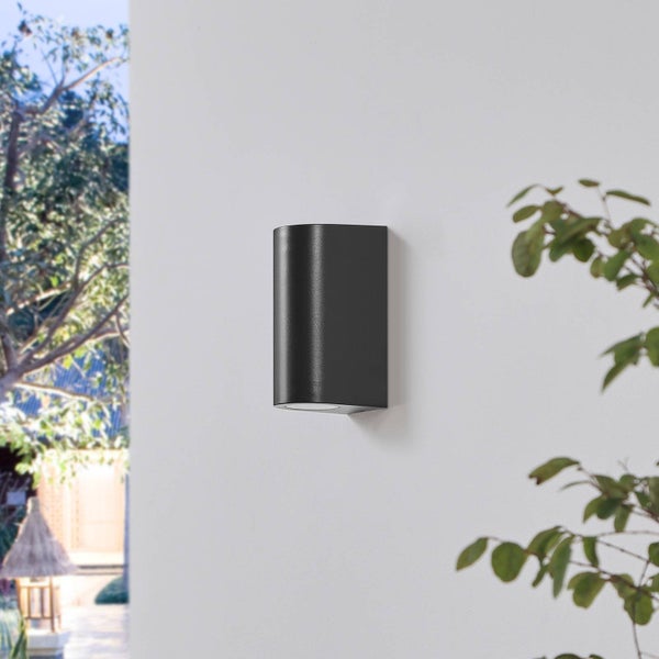 PRIOS Wandleuchte außen Irfan (spritzwassergeschützt (Modern) in Schwarz (2 flammig, GU10) - Außenwandleuchten Wandlampe Led Außenlampe Outdoor für Außenwand/Hauswand
