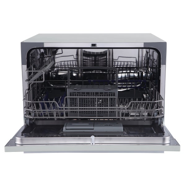 homeX Tischgeschirrspüler Mini Geschirrspüler 6 Programme Spülmaschine klein 6 Maßgedecke Aquastop GST6AE-S