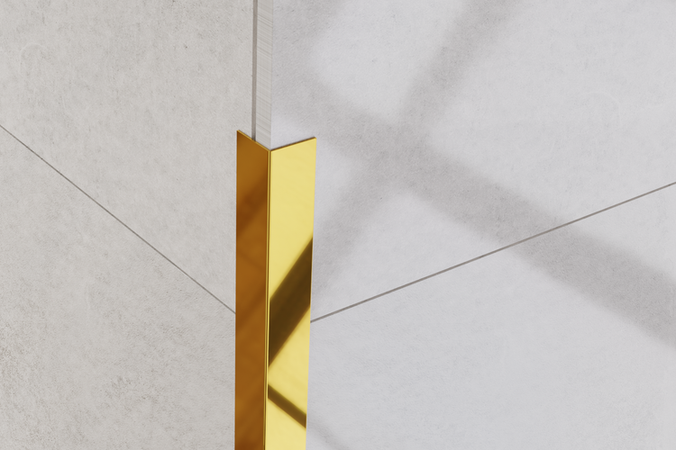 Edelstahl-Winkel-L-Profil 2 cm x 2 cm x 270 cm – Poliertes Gold