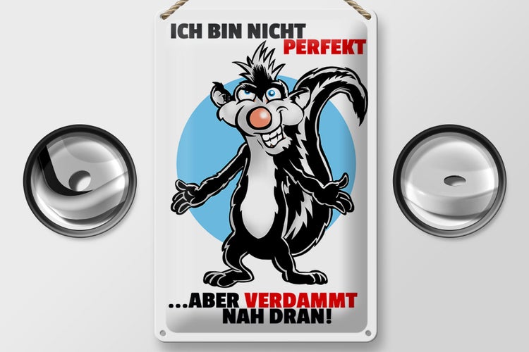 Blechschild Spruch 20x30cm Bin nicht perfekt aber nah dran