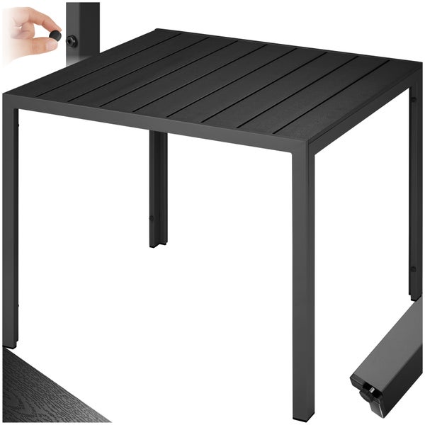 Gartentisch tectake Maren 90 x 90 x 74,5 cm aus Aluminium und Kunststoff schwarz