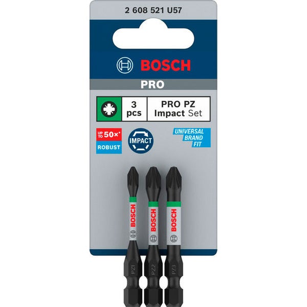 Bosch PRO Pozidriv Impact Bit PZ1 PZ2 PZ3 55 mm 3-tlg. - 2608521U57