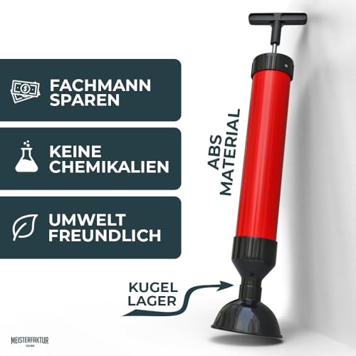 Rohrreinigungsspumpe 2.0 - [0,8 L] - Abflusspumpe für eine schnelle Siphonreinigung - Ideale Abflussreiniger Pumpe für Küche und Bad!