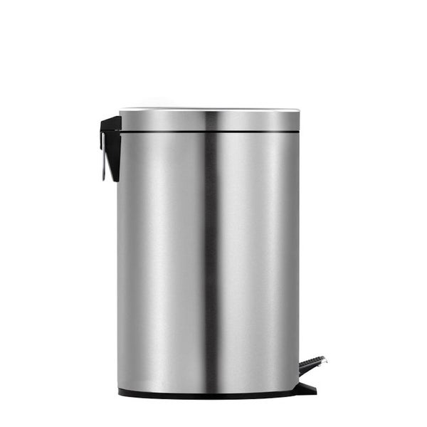 PROREGAL Runder Tretabfallsammler Mit Herausnehmbaren Kunststoff Inneneimer 3 Liter HxBxT 27 x 19,5 x 17 cm Matt Silber