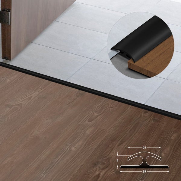 FLOORDIREKT Doppeleinfassleiste Übergangsprofil Jersey Selbstklebend 24 x 35 mm Schwarz