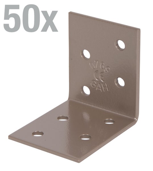 50 Stück Winkelverbinder mit Lochung aus Metall für Holzverbindungen