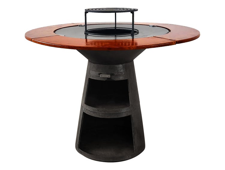 Grilltisch mit Holzumrandung und Ablagefächern