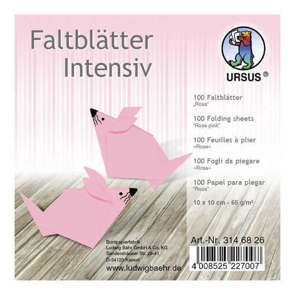URSUS Falten Faltblätter Uni intensiv, Plakatkarton, 65 g/m², 10 x 10 cm, rosa