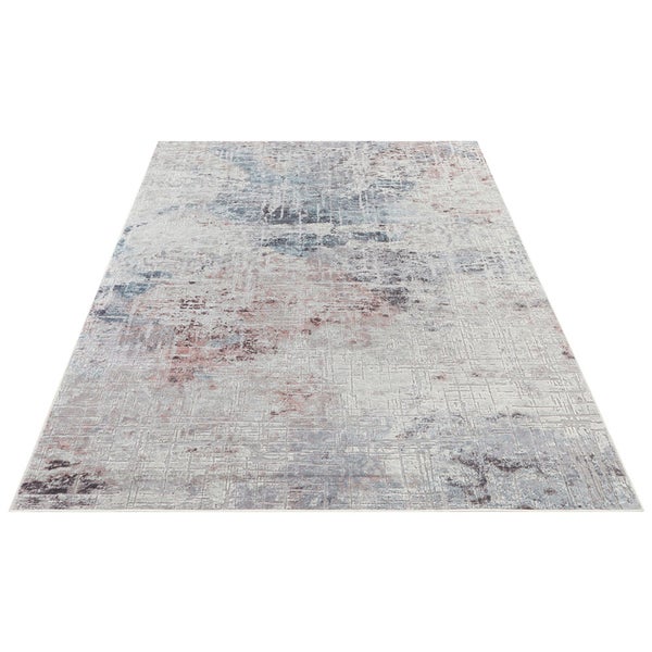 Kurzflor Teppich Chameis Grau Rosa Blau - 135x195x0,4cm