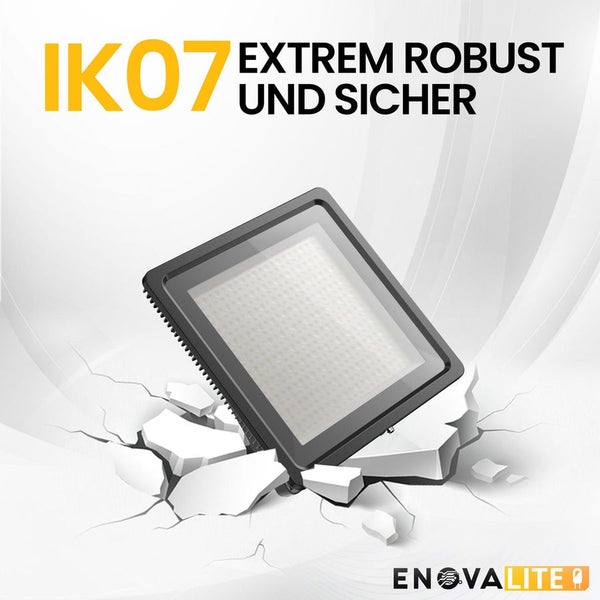 Abbildung einer extrem robusten und sicheren Lampe mit der Schutzart IK07 von EnovaLite