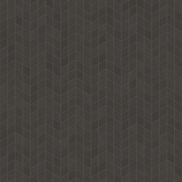 Dunkle Wandfliese oder Bodenfliese mit geometrischem Zickzack-Muster.