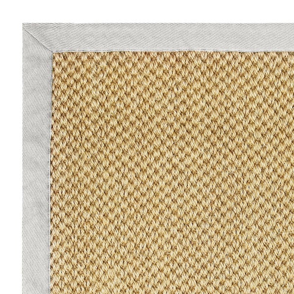 FLOORDIREKT Sisal-Teppich Tiger-Eye - aus 100% Sisal - mit Brodüre - Natur - Rand: Hellgrau - 160 x 230 cm