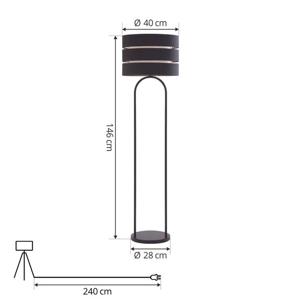 Lindby Stehlampe Tsomo (Skandinavisch) in Schwarz aus Textil (1 flammig, E27) - Stehleuchte Standleuchte Floor Lamp Wohnzimmerlampe Wohnzimmerleuchte