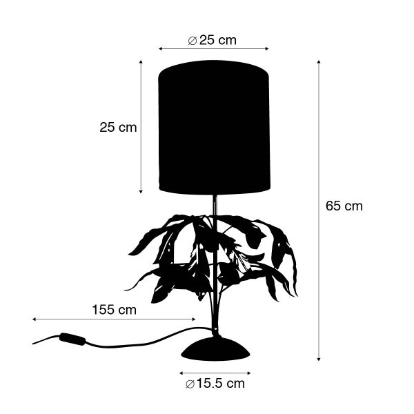 Tischleuchte mit Blattdesign und Stoffschirm