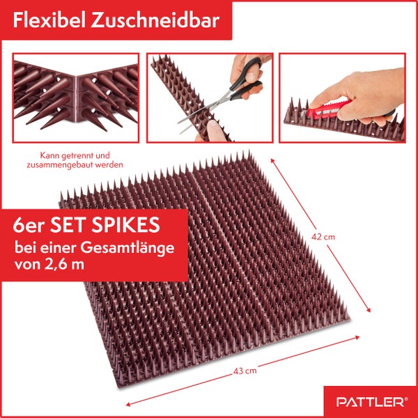 PATTLER® Vogelabwehr aus Robustem Kunststoff | Taubenabwehr für Balkon, Dach, Fensterbank, Zaun | Vogelabwehr & Taubenschreck | Taubenabwehr Spikes - 12 STÜCK x 43cm (Gesamtlänge 5.16 Meter)