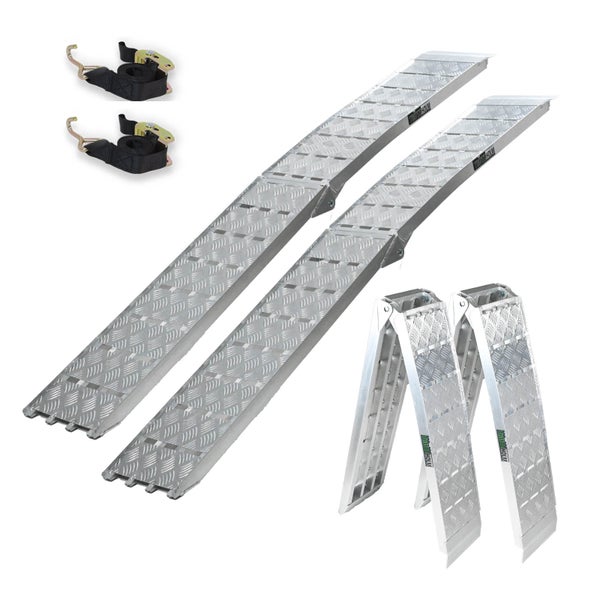 TRUTZHOLM 2 x Auffahrrampe klappbar 226 cm Traglast 1360 kg Alu grau Motorradrampen Verladerampen
