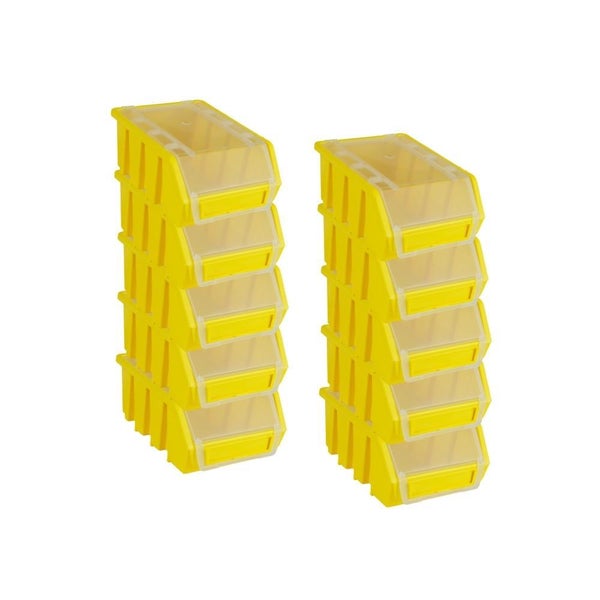 PROREGAL SuperSparSet 10x Sichtlagerbox 2 mit Deckel HxBxT 7,5 x 11,6 x 16,1 cm Polypropylen Gelb