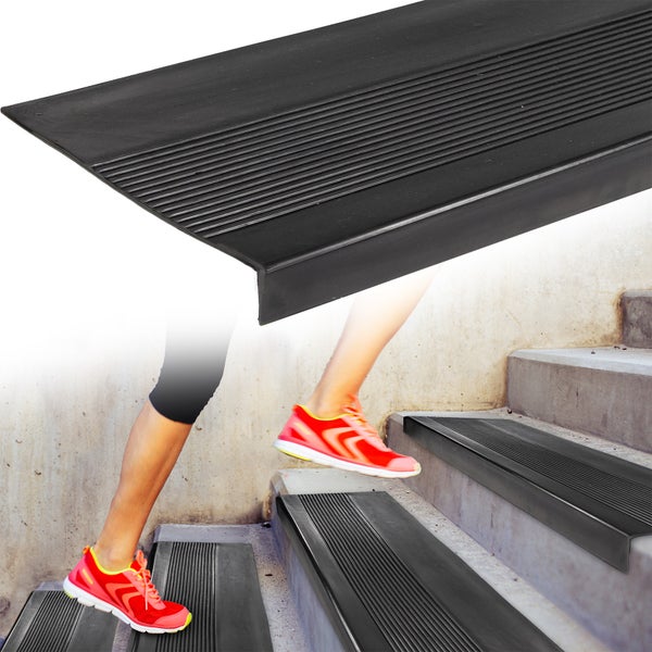 Stufenmatte aus Gummi Treppenschutz Stufenschutz 30x60cm Rillen Schwarz