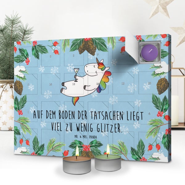 Mr. & Mrs. Panda Duftkerzen Adventskalender Einhorn Cocktail - Blau Pastell