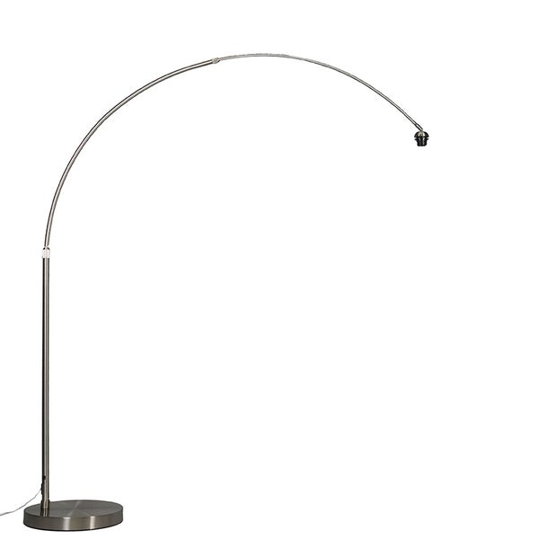 QAZQA - Klassisch I Antik Moderne Bogenlampe Stahl I Silber I nickel matt ohne Schirm verstellbar I Wohnzimmer I Schlafzimmer - Stahl Länglich - LED geeignet E27