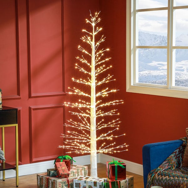 HOMCOM 180 cm Lichterbaum Kunstbaum mit 810 LED, LED Weihnachtsbaum, Weihnachtsdeko für Weihnachten, Geburtstag, Hochzeit, Indoor und Outdoor Weiß