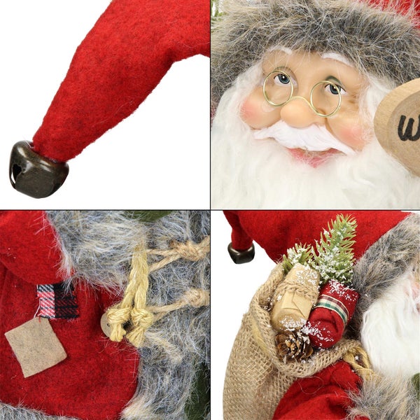 ECD Germany Weihnachtsmann aus Polyresin, 22 x 14 x 47 cm, Rot, Grün, Winter Tischdeko, Winterdeko, Weihnachten Figur, Dekoration, Santa Claus, Nikolaus, Deko-Figur, Weihnachtsdekoration