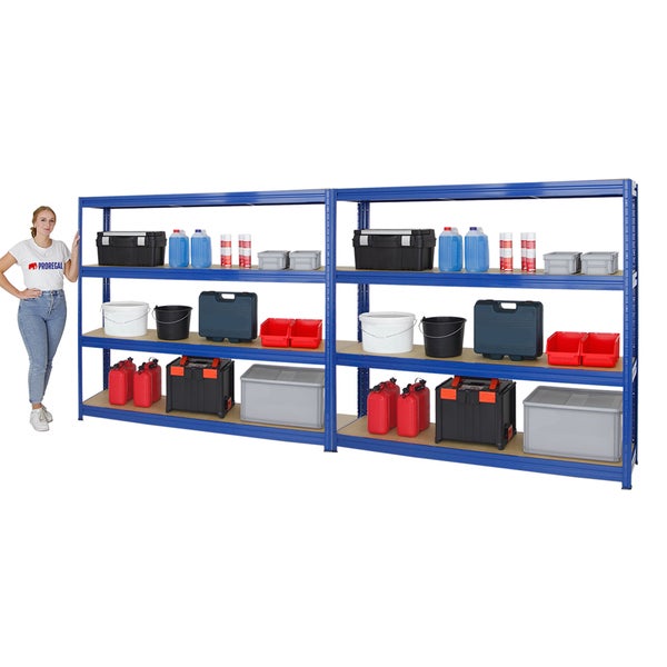 PROREGAL Mega Deal 2x Schwerlastregal Dino HxBxT 180 x 200 x 45 cm Fachlast 500 kg Blau