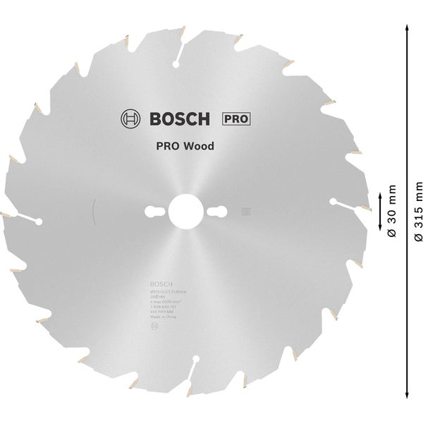 Bosch Pro Holzsägeblatt mit 315 Millimeter Durchmesser