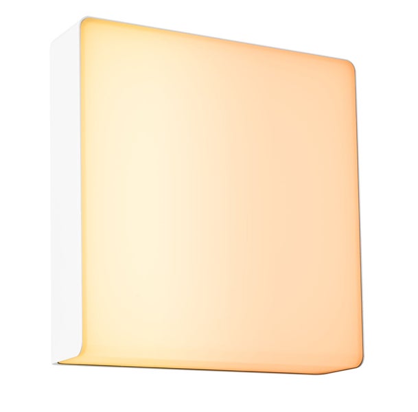 Quadratische LED-Wand- und Deckenleuchte mit warmweißem Licht und flachem Design.