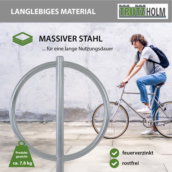 Fahrradanlehnbügel 115 x 76 cm Stahl feuerverzinkt Ø 60 mm zum Einbetonieren Fahrradständer in grau   Typ O