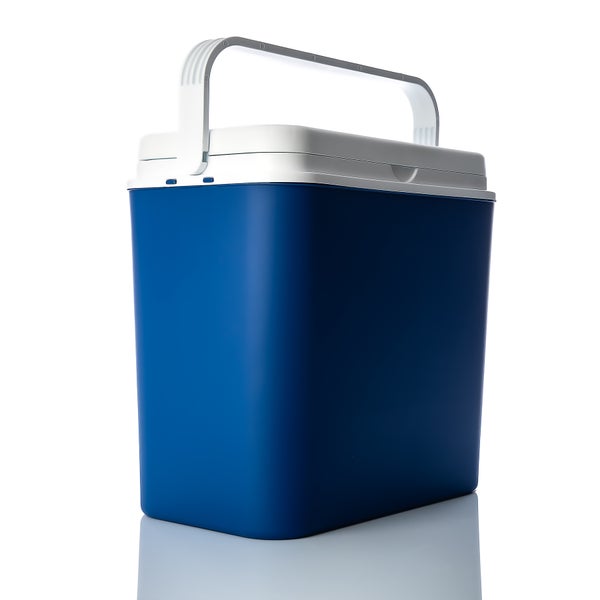 Kühlbox 24 Liter blau/weiß inkl. 6 Kühlakkus - Bis zu 14 Std. Kühlung - Kühltasche für unterwegs - Outdoor Thermobox für Picknick & Camping - Made in Europe