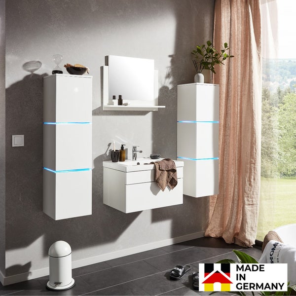 Home Deluxe - Badmöbel-Set - WANGEROOGE Weiß - X-Large - inkl. Waschbecken und komplettem Zubehör - Breite Waschbecken: ca. 60cm I Badezimmermöbel Waschtisch Badmöbelset