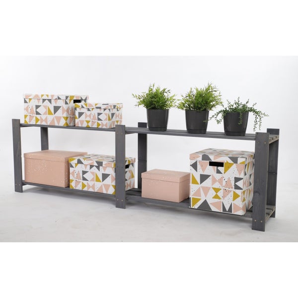 PROREGAL Holzregal Pinepeak HxBxT 50 x 170 x 28 cm 2 Fachboden 1,2 cm Dickes Kiefernholz Grau
