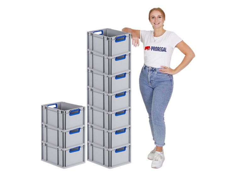 PROREGAL Eurobox Nextgen Color HxBxT 22 x 30 x 40 cm 20 Liter Griffe Blau Offen Glatter Boden Eurobehälter Transportbox