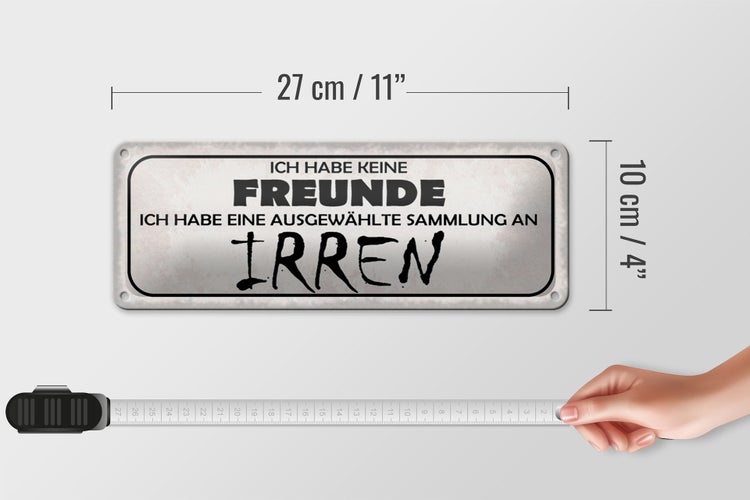 Blechschild Spruch 27x10cm keine Freunde Sammlung an Irren Dekoration