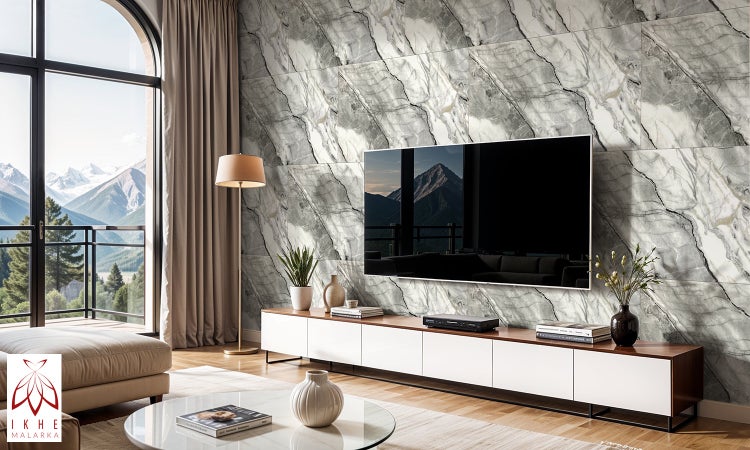 3D Wandpaneel Marmoroptik PVC 120x60cm – Luxuriöse Wandverkleidung DIY-Montage, Alternative zu Fliesen für Bad & Küche Grey 01