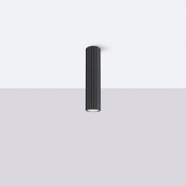 Schwarze Deckenleuchte mit Rillenstruktur