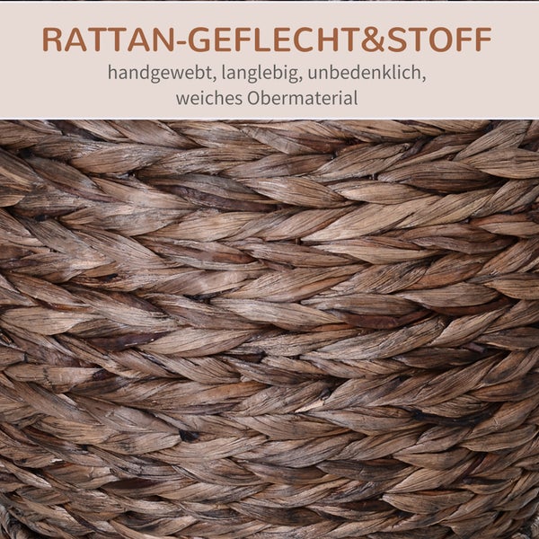 PawHut Rattan Katzenkorb, 50 x 42 x 60 cm, Wasserhyazinthe, Braun