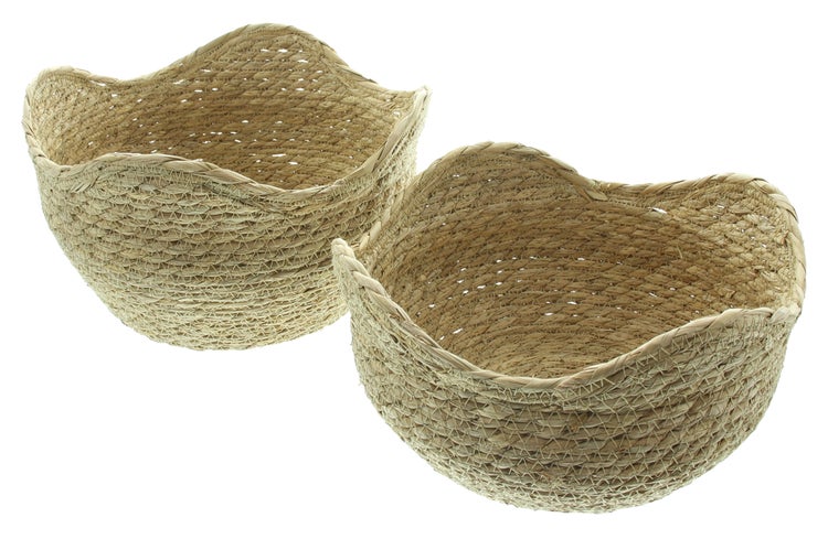 FRANK FLECHTWAREN|Universalkorb Waves, 2er Set, Ø 26 x 13 cm, Ø 28 x 18 cm, SEEGRAS