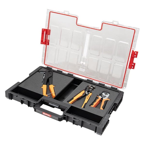 PROREGAL QBRICK Sortimentskasten One L HxBxT 38 x 53 x 8 cm 6 Liter Inkl. Schaumstoffeinlage Mit Deckgriff Mit Klemmverschlüsse Schwarz