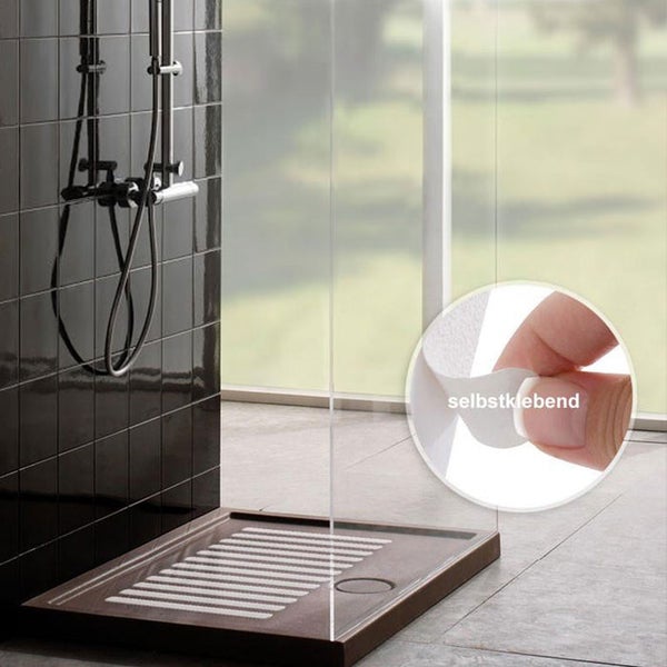 FLOORDIREKT Antirutsch-Streifen - für Badewanne & Dusche - Selbstklebend - Weiß - 25 x 800 mm - 10 Stück
