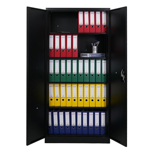 PROREGAL Flügeltürenschrank ELEPHANT HxBxT 185 x 90 x 40 cm 4 Fachböden Schwarz